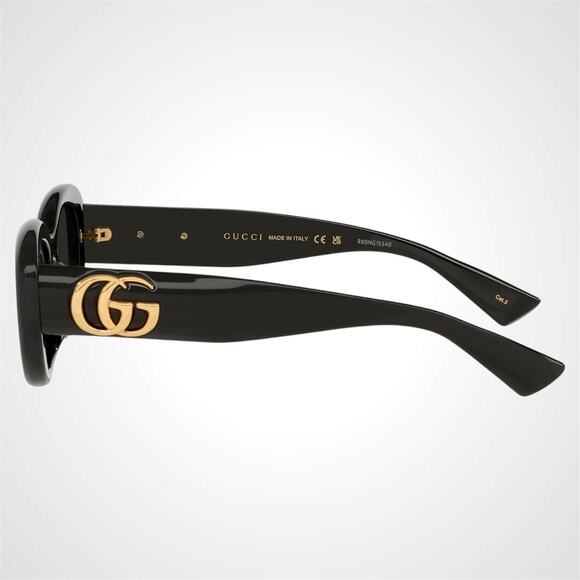 New GUCCI Sunglasses Black Oval Round Gold Metal GG 53mm Authentic Gucci main image 7